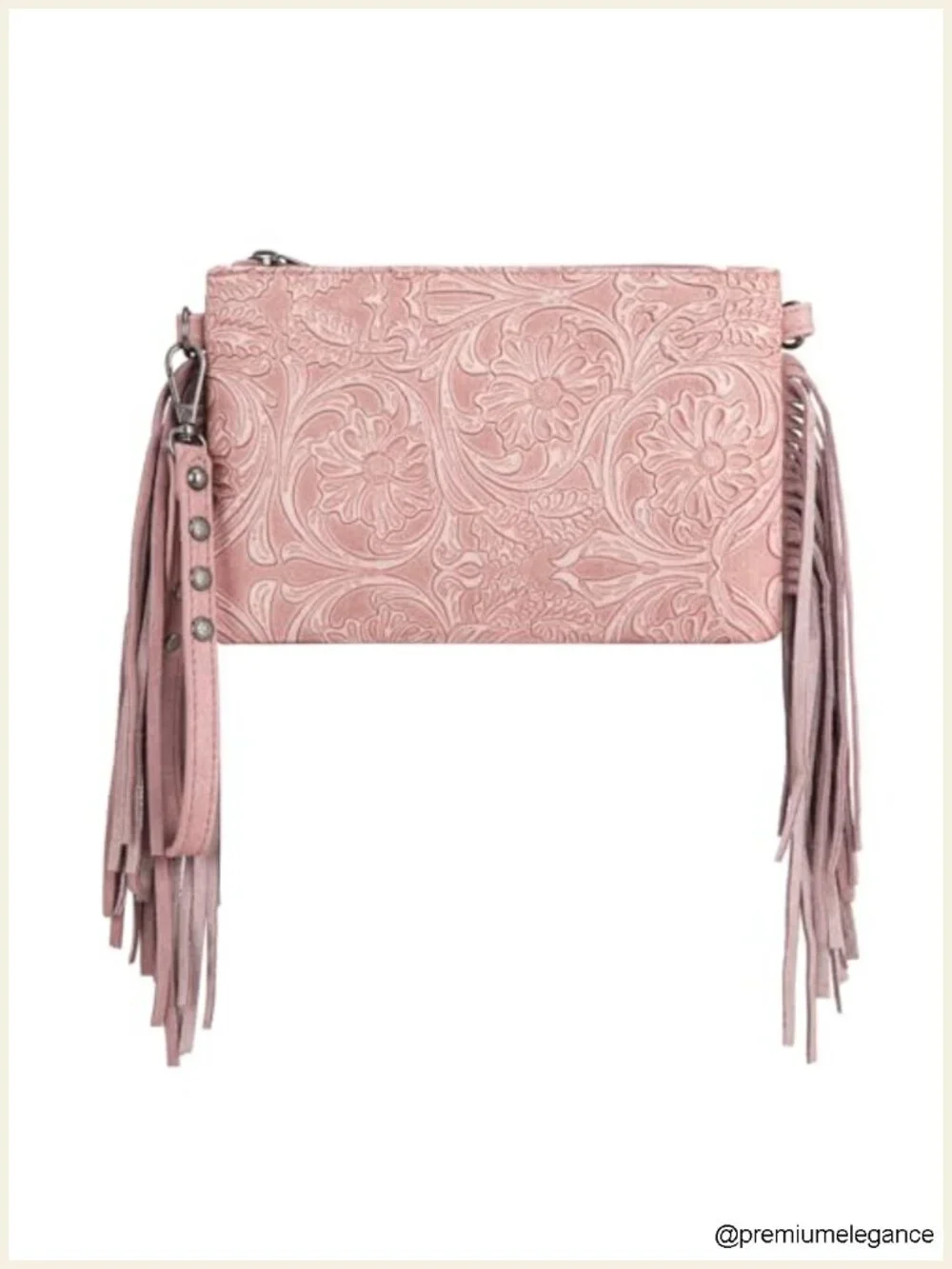 Vintage Floral Embossed Crossbody Clutch with Wristlet